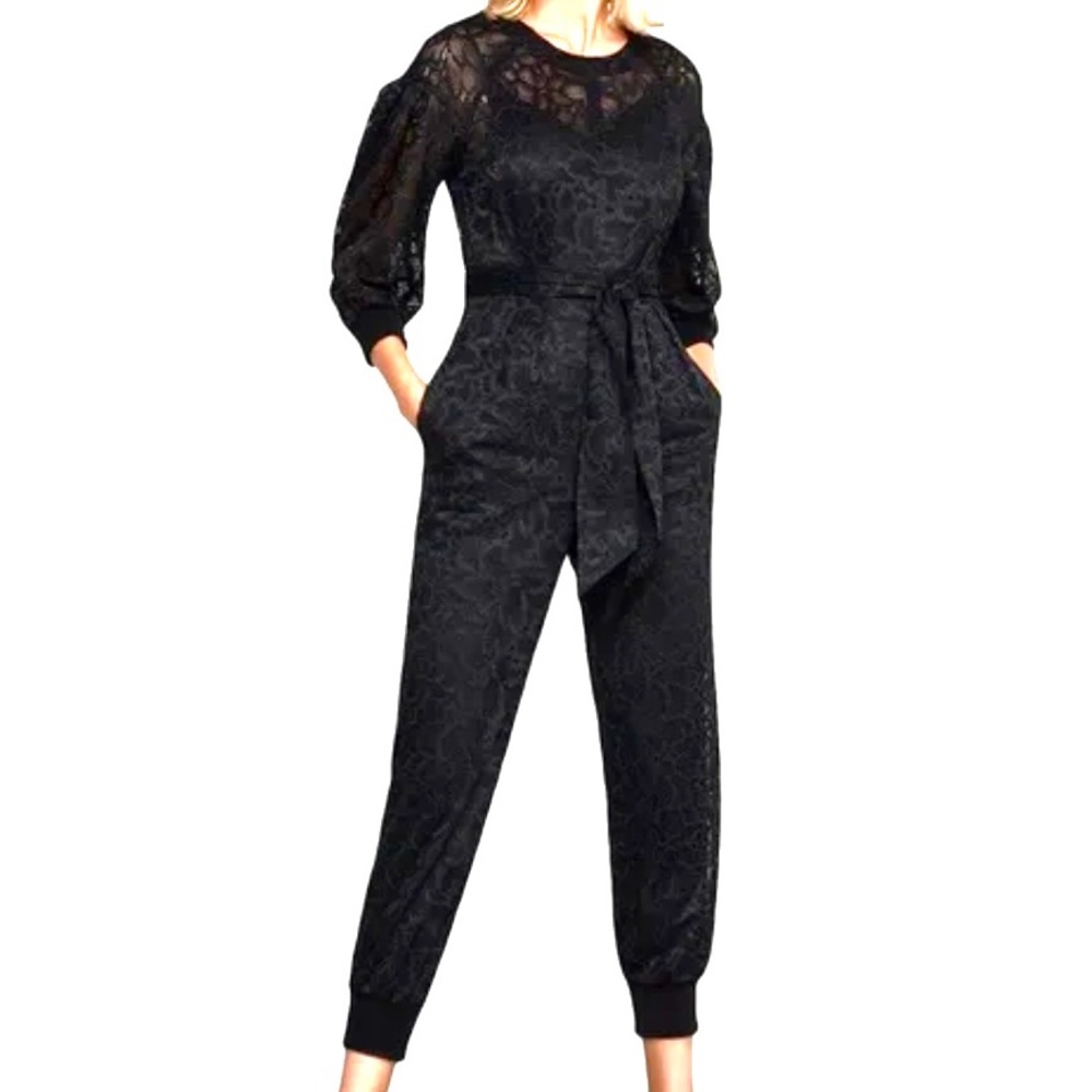 New! BCBG Lace Puff Sleeve Jumpsuit XXS